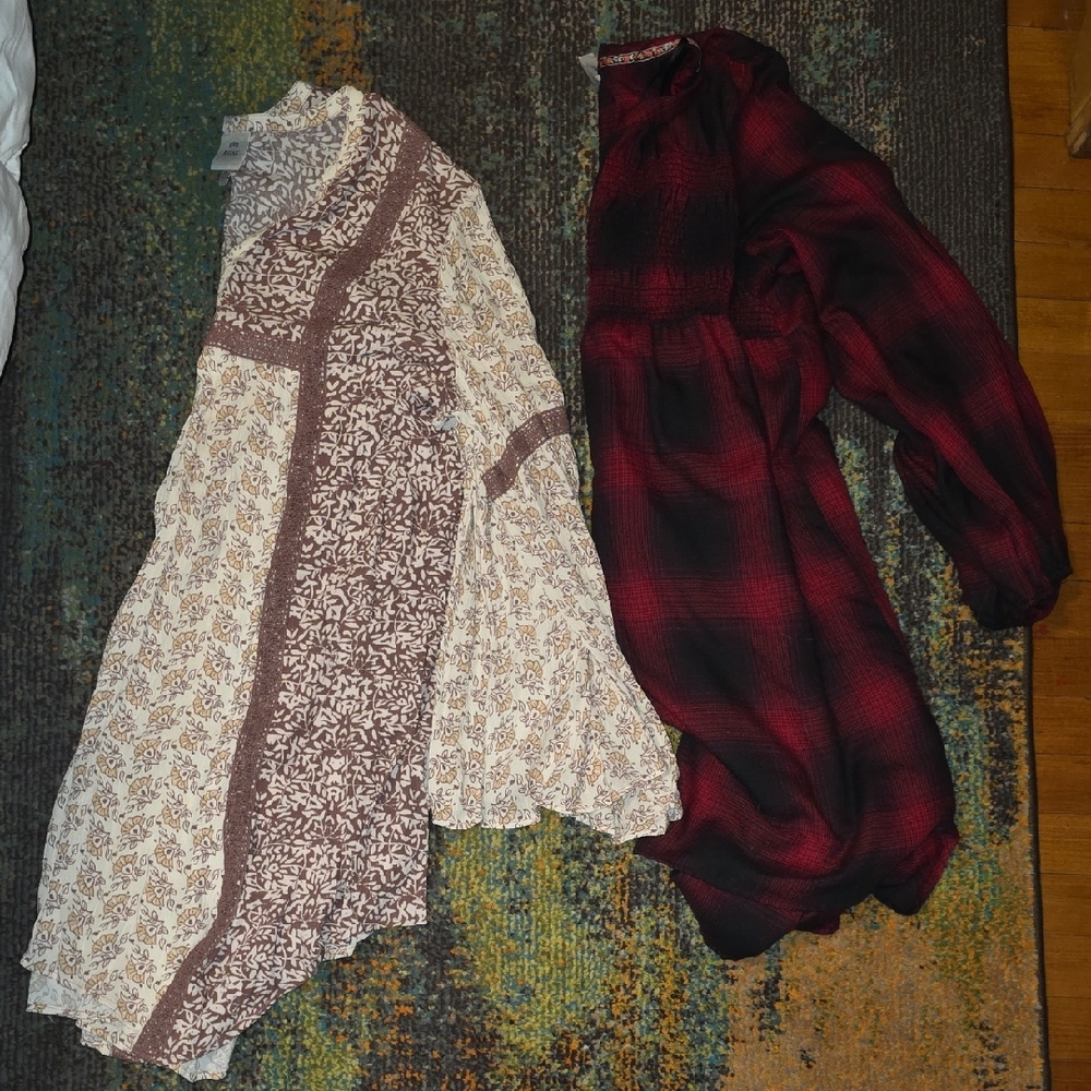 Knox Rose Long Sleeve Mixed Print Dress in Cream and Burgundy